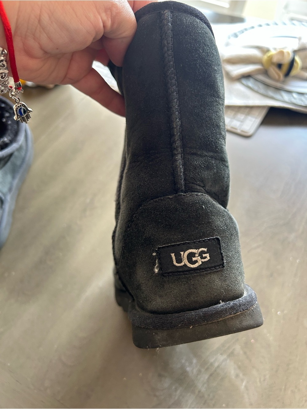 Well loved UGG Black Suede Shearling Boots - Picture 5 of 10